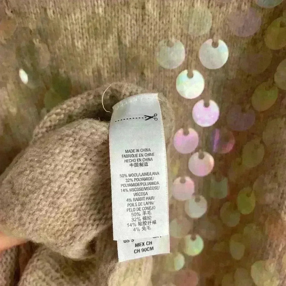 Juicy Couture Melange Pailette Beige Wool Rabbit Hair Spangles Short Size S - Picture 7 of 7